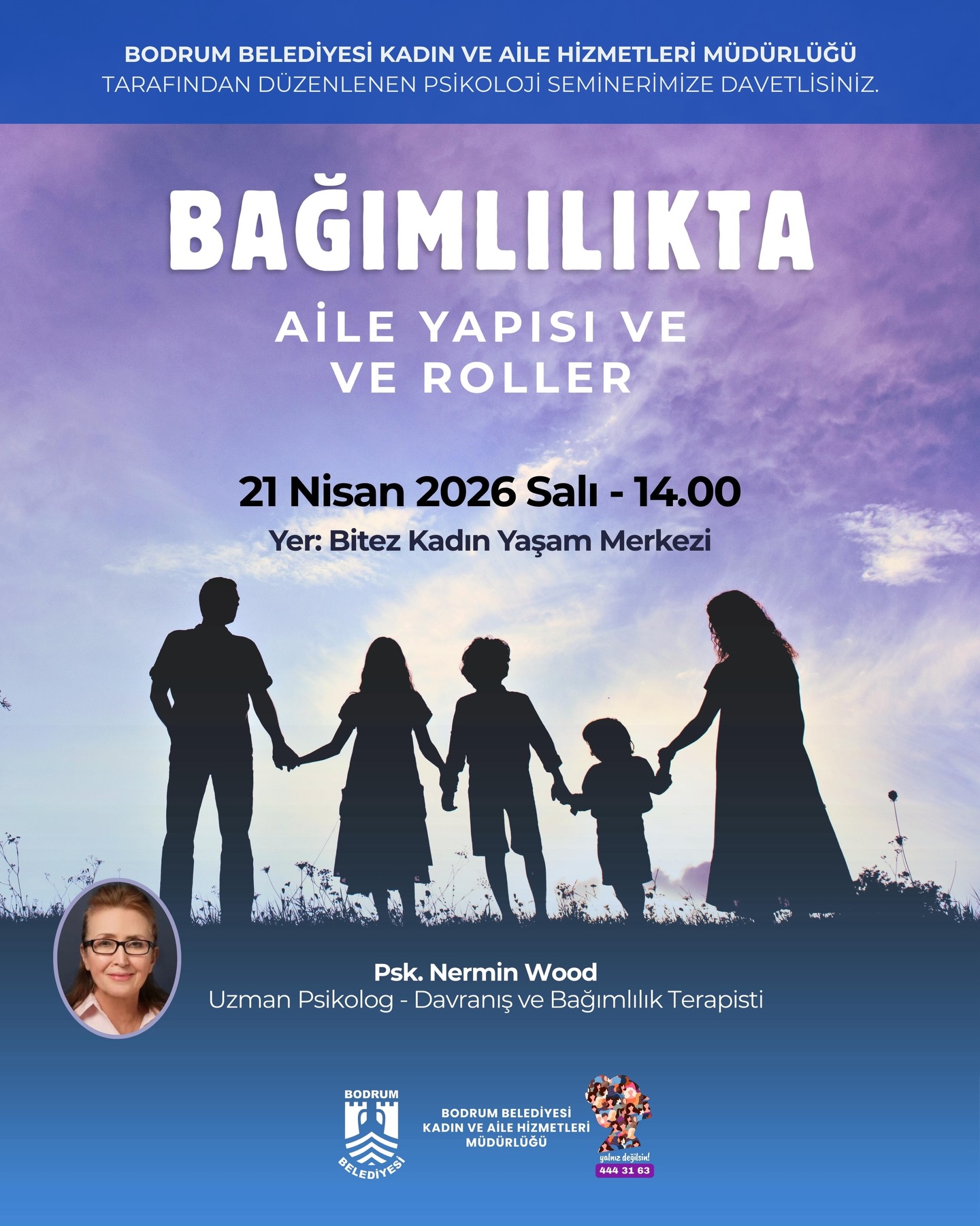 Bağımlılıkta Aile Yapısı ve Roller — Psk. Nermin Wood Etkinlik afişi
