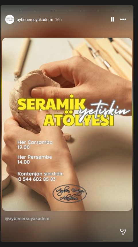 Seramik Yetişkin Atölyesi Etkinlik afişi