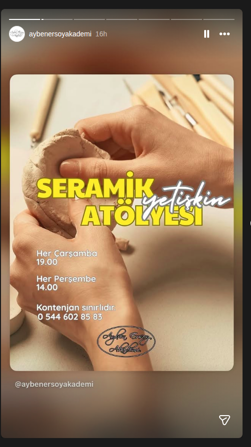 Seramik Yetişkin Atölyesi Etkinlik afişi