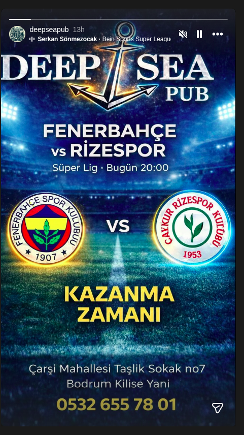 Fenerbahçe - Rizespor Maç Gösterimi Etkinlik afişi