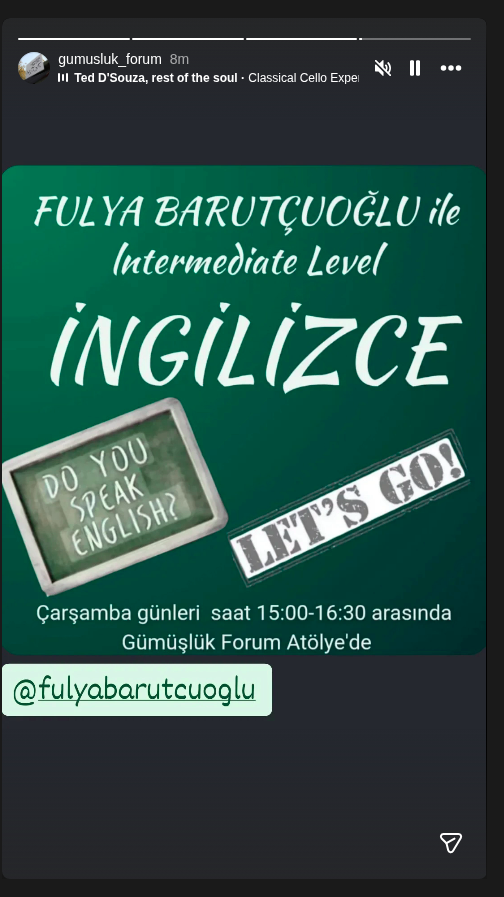 Intermediate уровень английского с Fulya Barutçuoğlu Постер события