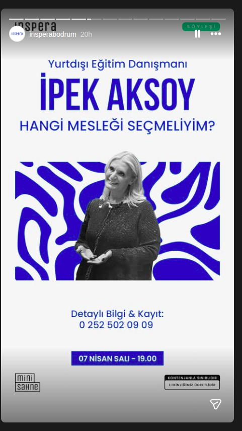 İpek Aksoy — Hangi Mesleği Seçmeliyim? Etkinlik afişi