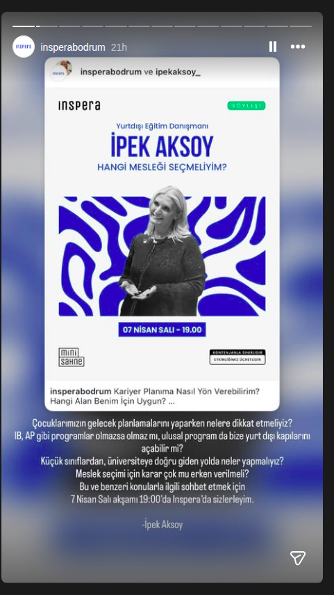 İpek Aksoy — Hangi Mesleği Seçmeliyim? Etkinlik afişi