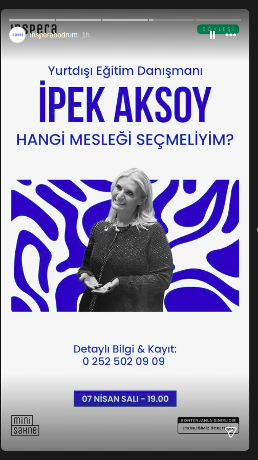 İpek Aksoy — Hangi Mesleği Seçmeliyim? Etkinlik afişi