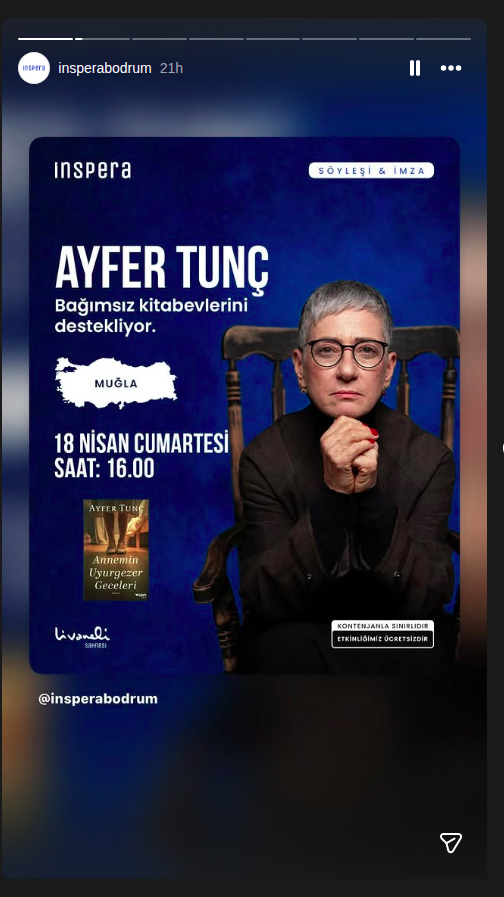 Ayfer Tunç — Uyurgezer Geceleri Söyleşi & İmza Etkinlik afişi