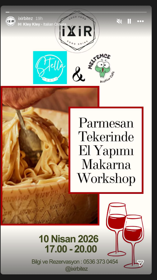 Parmesan Tekerinde El Yapımı Makarna Workshop Etkinlik afişi