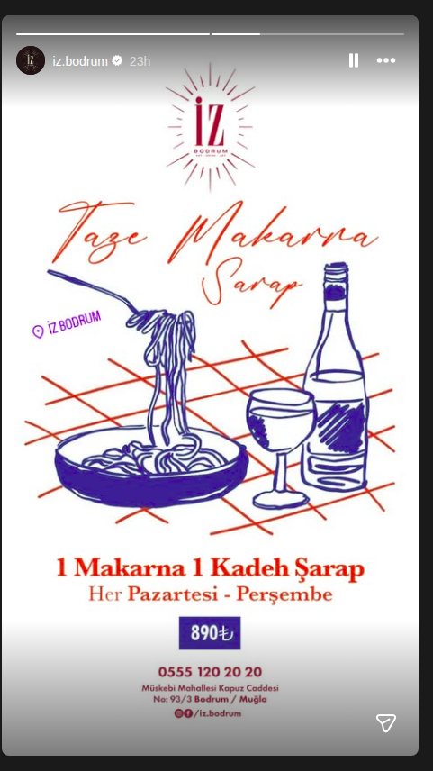 1 Makarna 1 Kadeh Şarap Etkinlik afişi