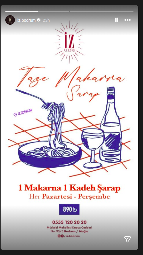 1 Makarna 1 Kadeh Şarap Etkinlik afişi